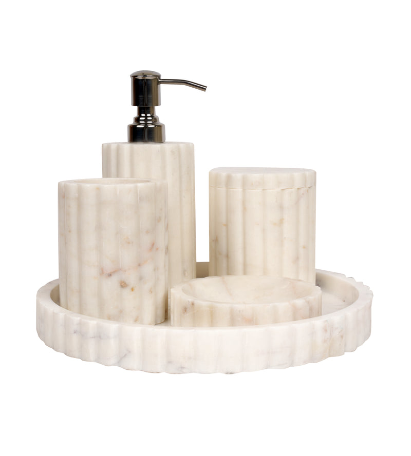 Modern White Marble Bathroom Accessory Set