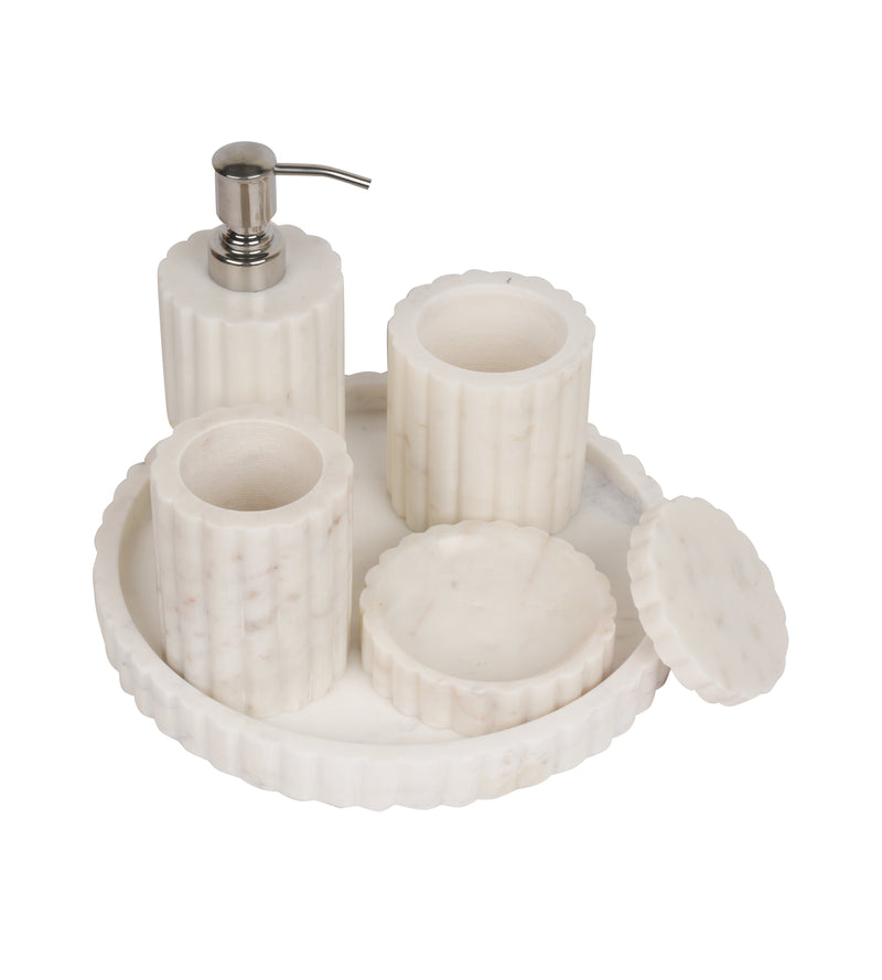 Modern White Marble Bathroom Accessory Set