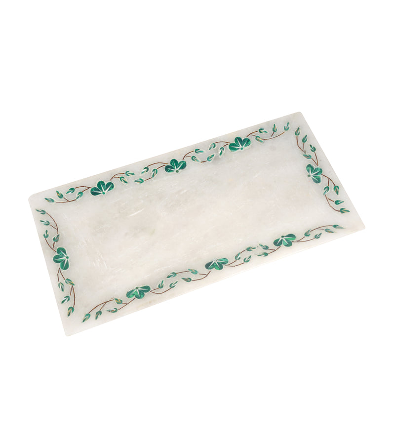 Handcrafted Marble Bathroom Accessory Set with Traditional Inlay Work