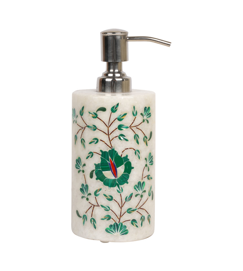 Handcrafted Marble Bathroom Accessory Set with Traditional Inlay Work