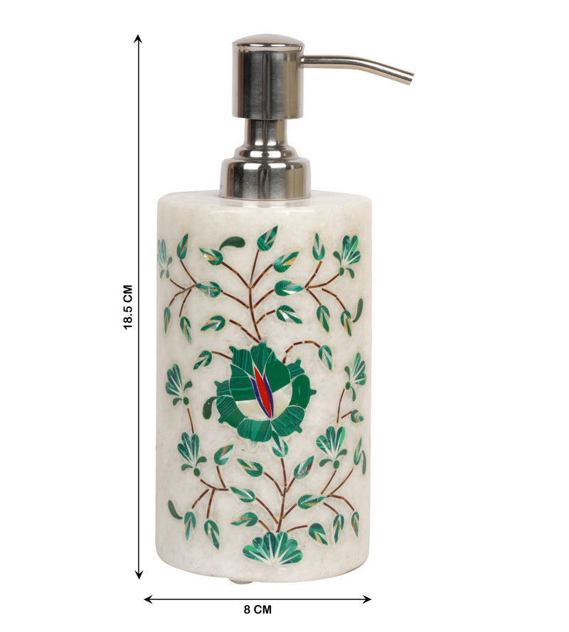 Handcrafted Marble Bathroom Accessory Set with Traditional Inlay Work