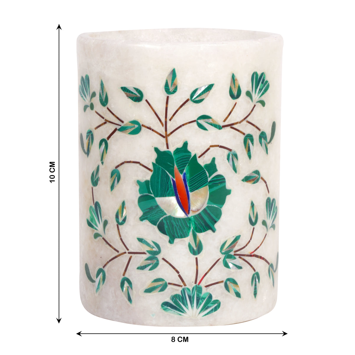 Handcrafted Marble Bathroom Accessory Set with Traditional Inlay Work
