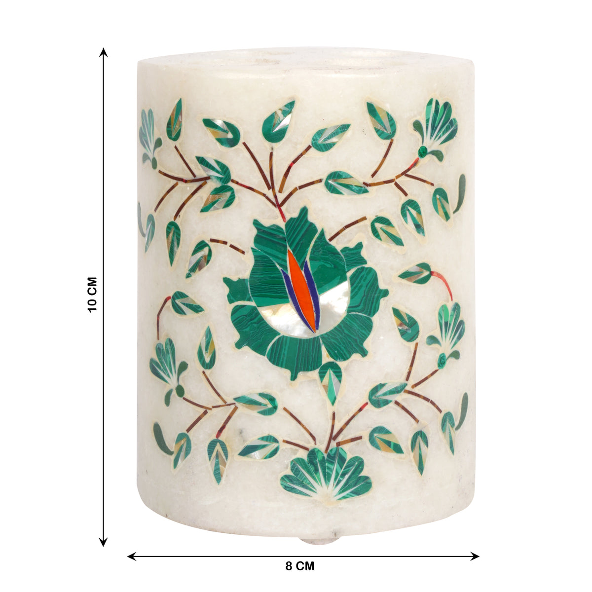 Handcrafted Marble Bathroom Accessory Set with Traditional Inlay Work