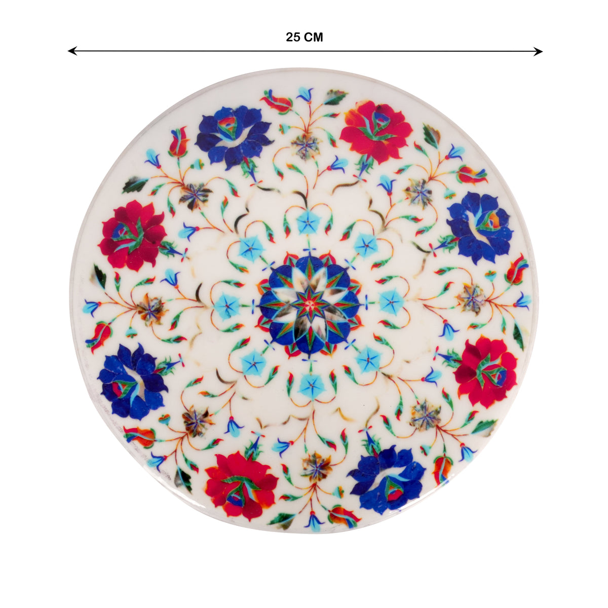 Handcrafted Marble Chakla with Artistic Floral Design