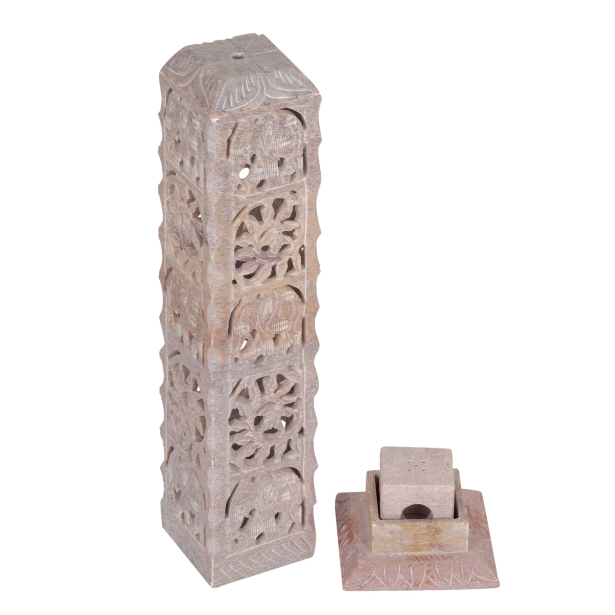 Hand-Carved Marble Jali Candle Stand