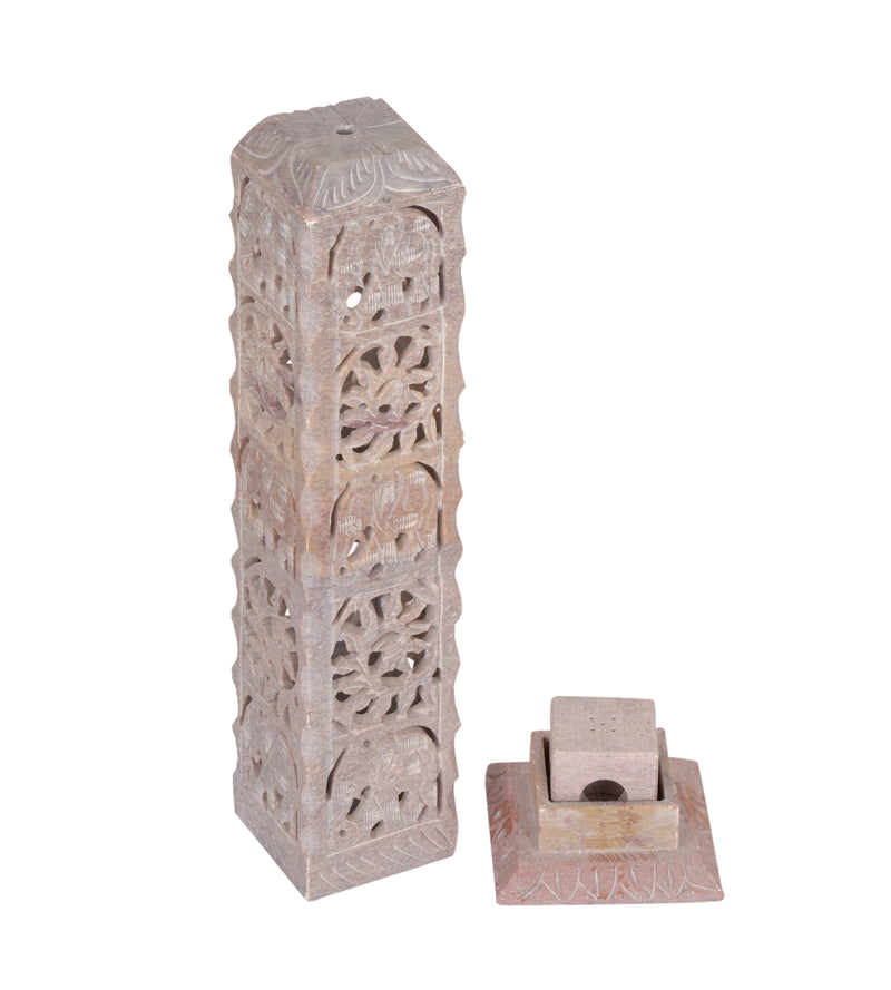 Hand-Carved Marble Jali Candle Stand