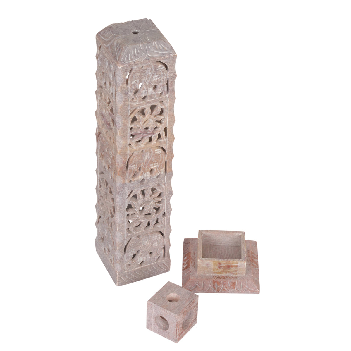 Hand-Carved Marble Jali Candle Stand