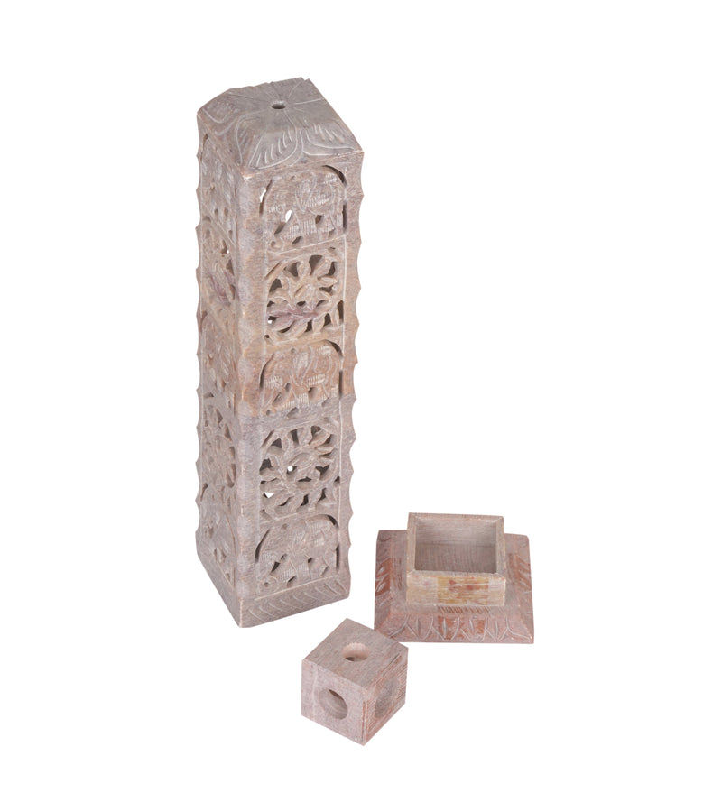 Hand-Carved Marble Jali Candle Stand