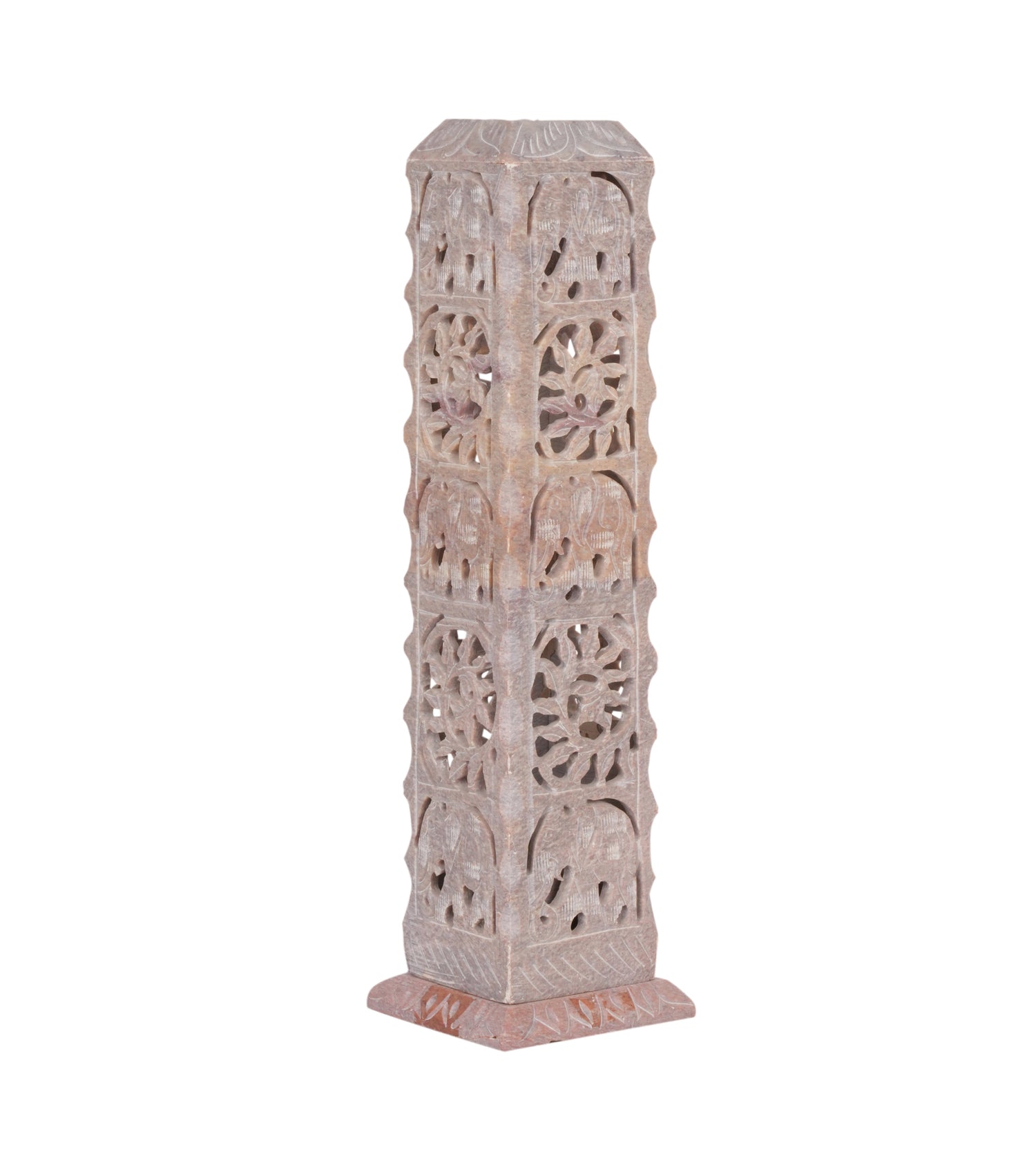 Hand-Carved Marble Jali Candle Stand