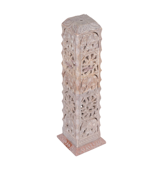 Hand-Carved Marble Jali Candle Stand