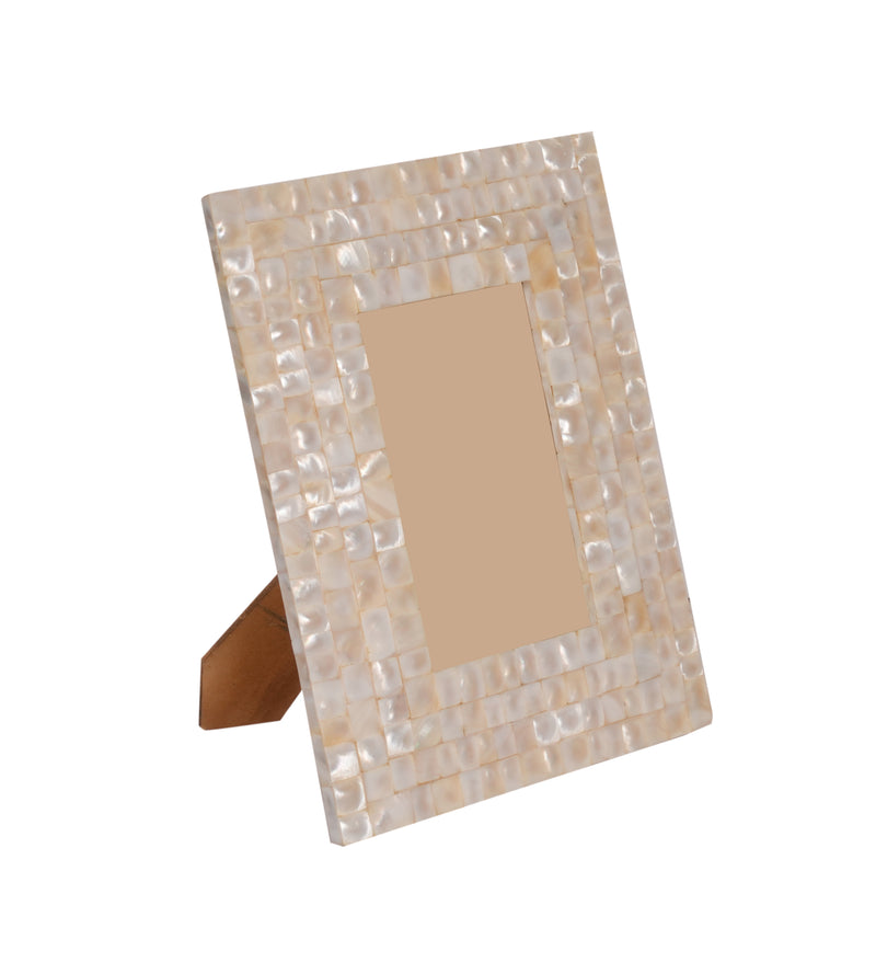 Handcrafted Indian Mother of Pearl Inlay Photo Frame | Floral Elegance for Treasured Memories