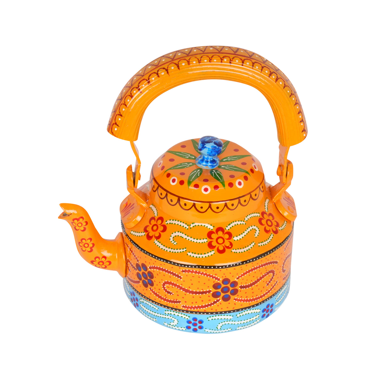 Hand-Painted Decorative Kettle - Rajasthani Art