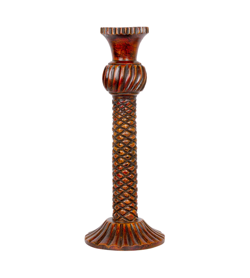 Checkered Wooden Candleholders – Large