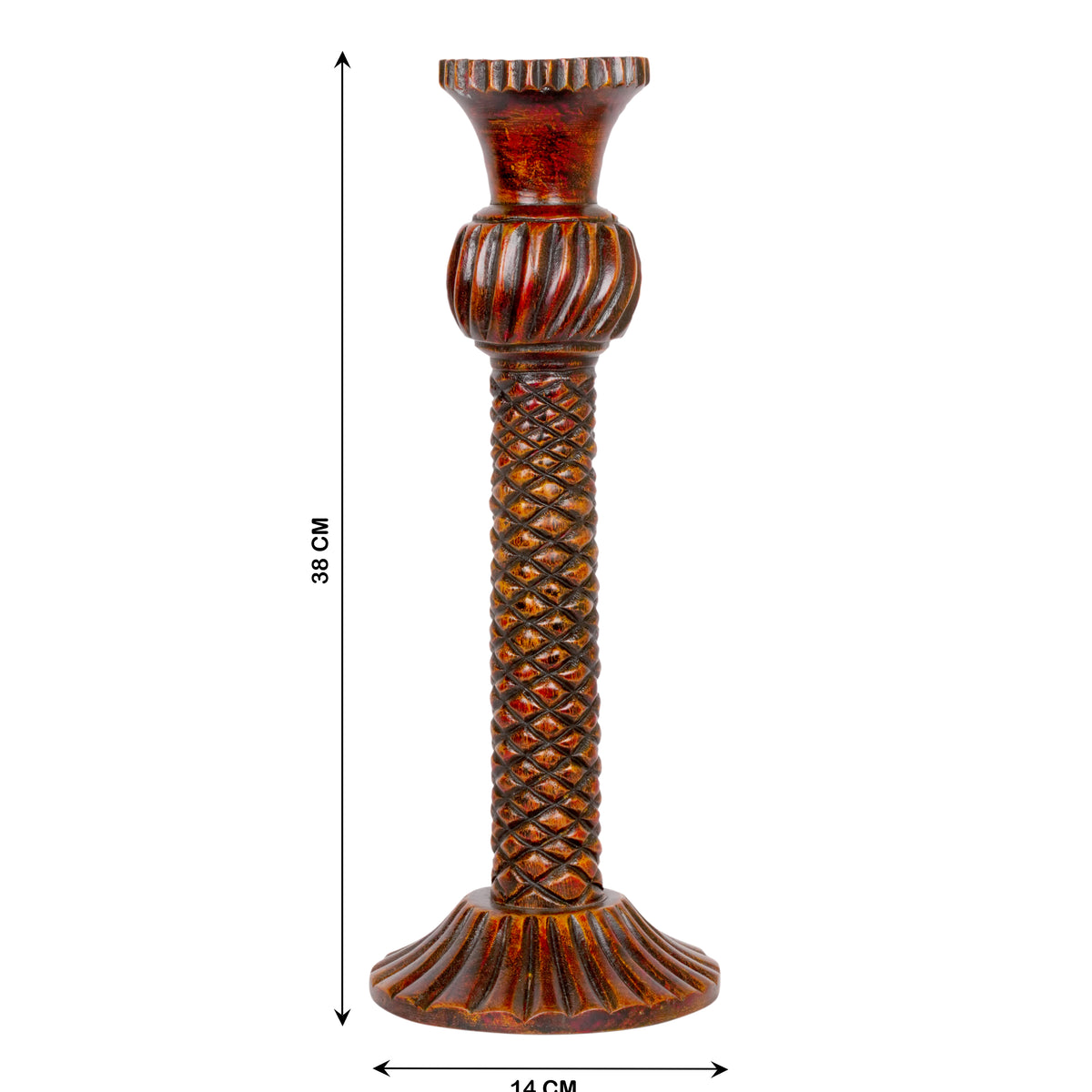 Checkered Wooden Candleholders – Large