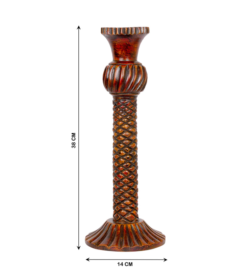 Checkered Wooden Candleholders – Large