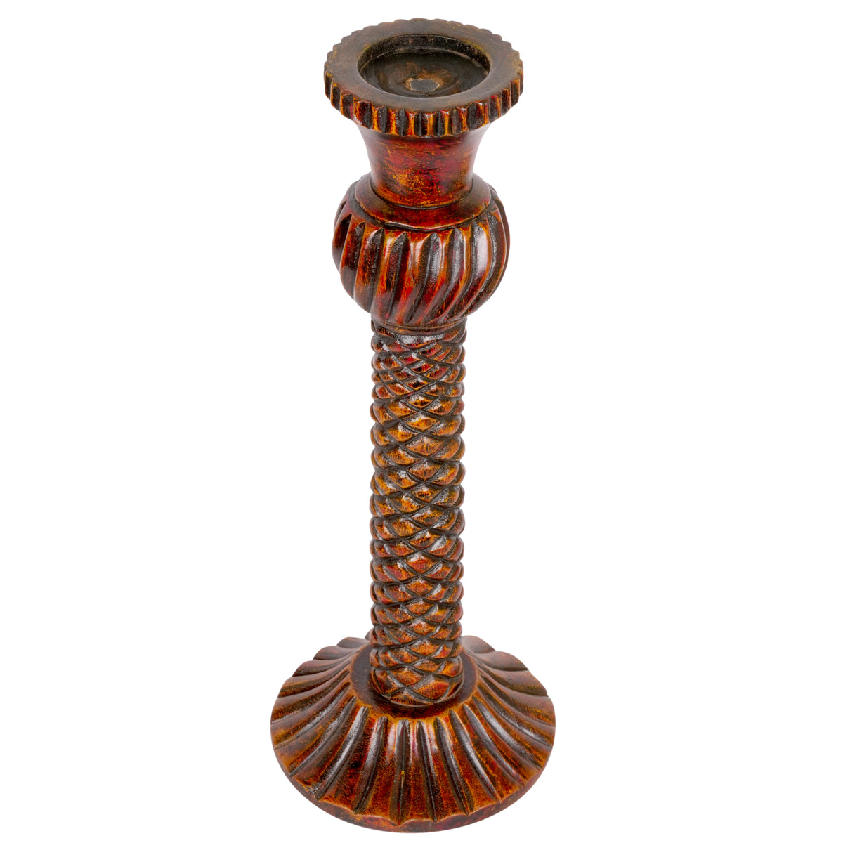 Checkered Wooden Candleholders – Large