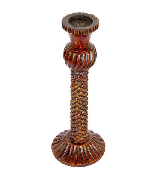 Checkered Wooden Candleholders – Large