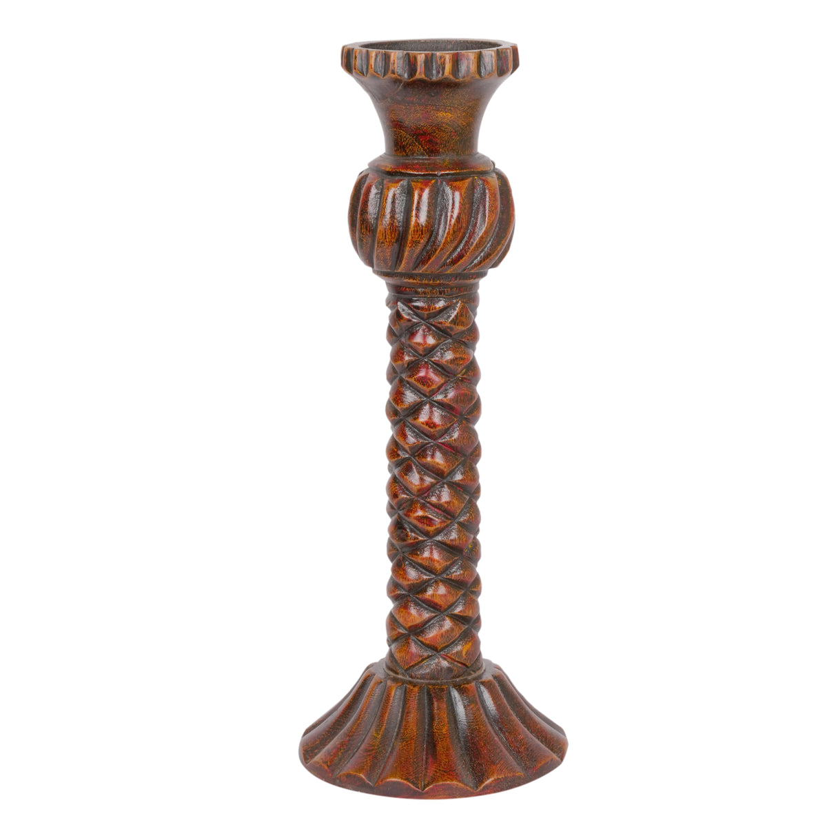 Checkered Wooden Candleholders – Small