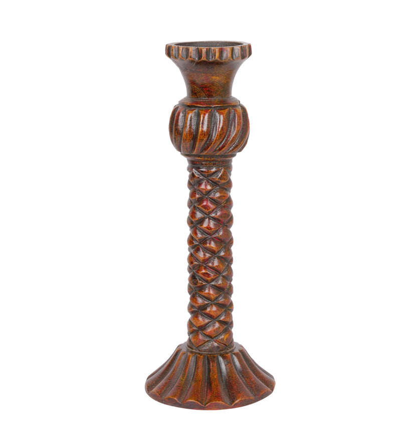 Checkered Wooden Candleholders – Small