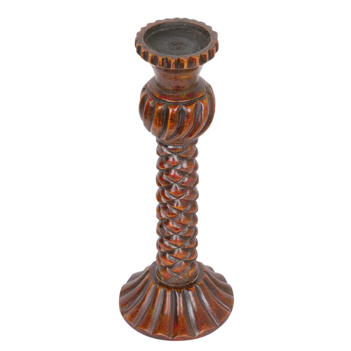 Checkered Wooden Candleholders – Small