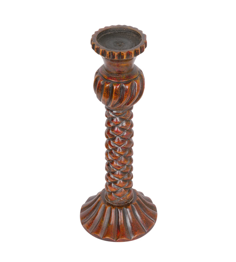 Checkered Wooden Candleholders – Small