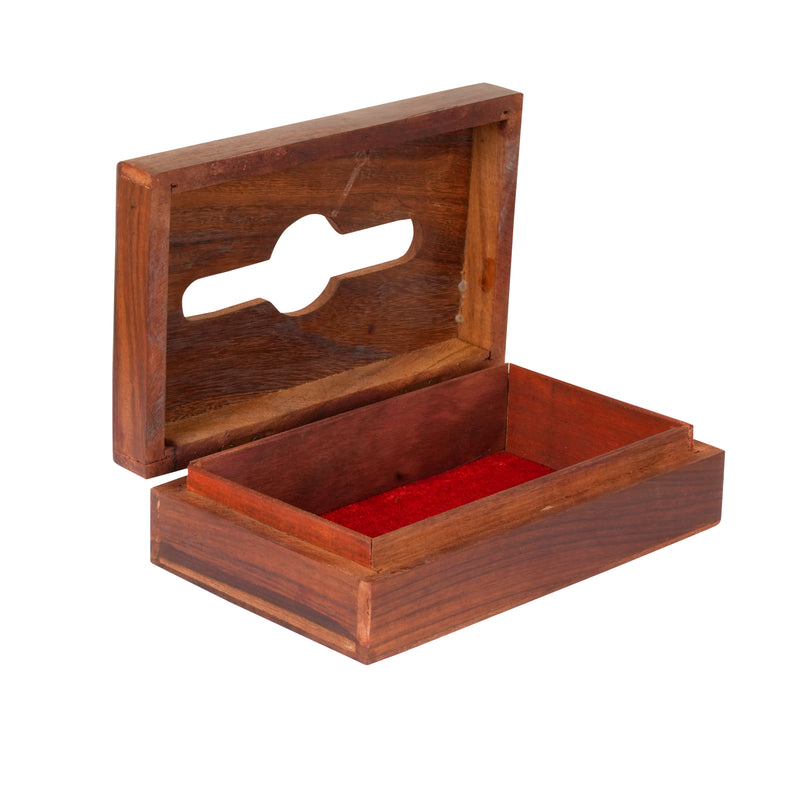 Hand-Carved Rosewood Tissue Box with Brass Inlay | Elegant Indian Artisan Decor