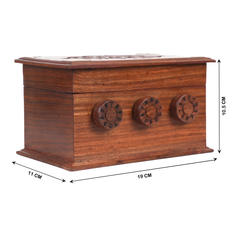 Handcrafted Wooden Secret Combination Puzzle Box | Artisan Keepsake Storage