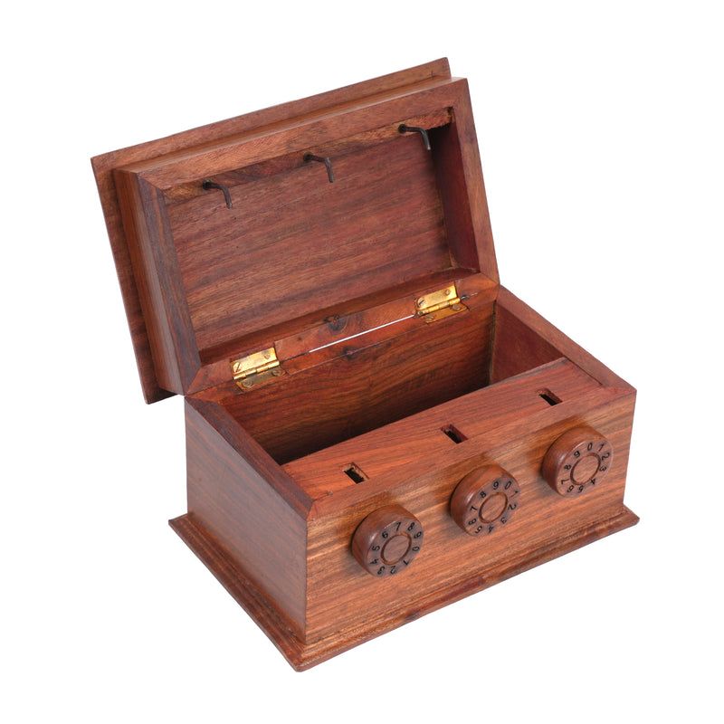 Handcrafted Wooden Secret Combination Puzzle Box | Artisan Keepsake Storage