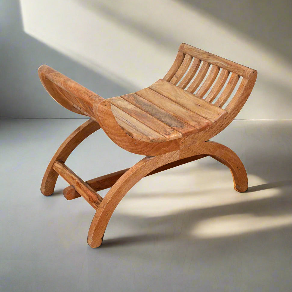 Handcrafted Rajasthani Wooden Stool/Ottoman – Rustic Charm