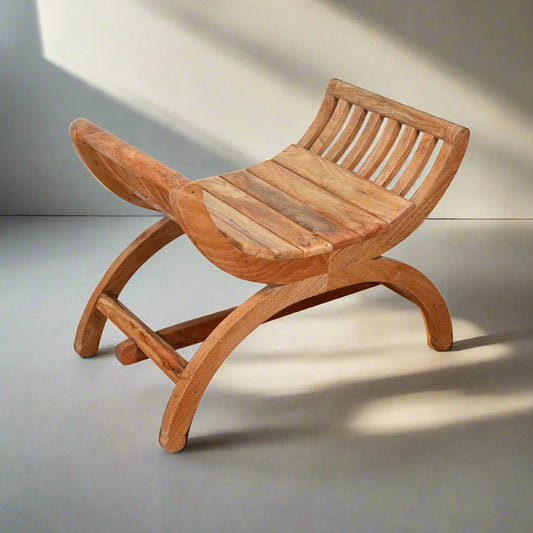 Handcrafted Rajasthani Wooden Stool/Ottoman – Rustic Charm