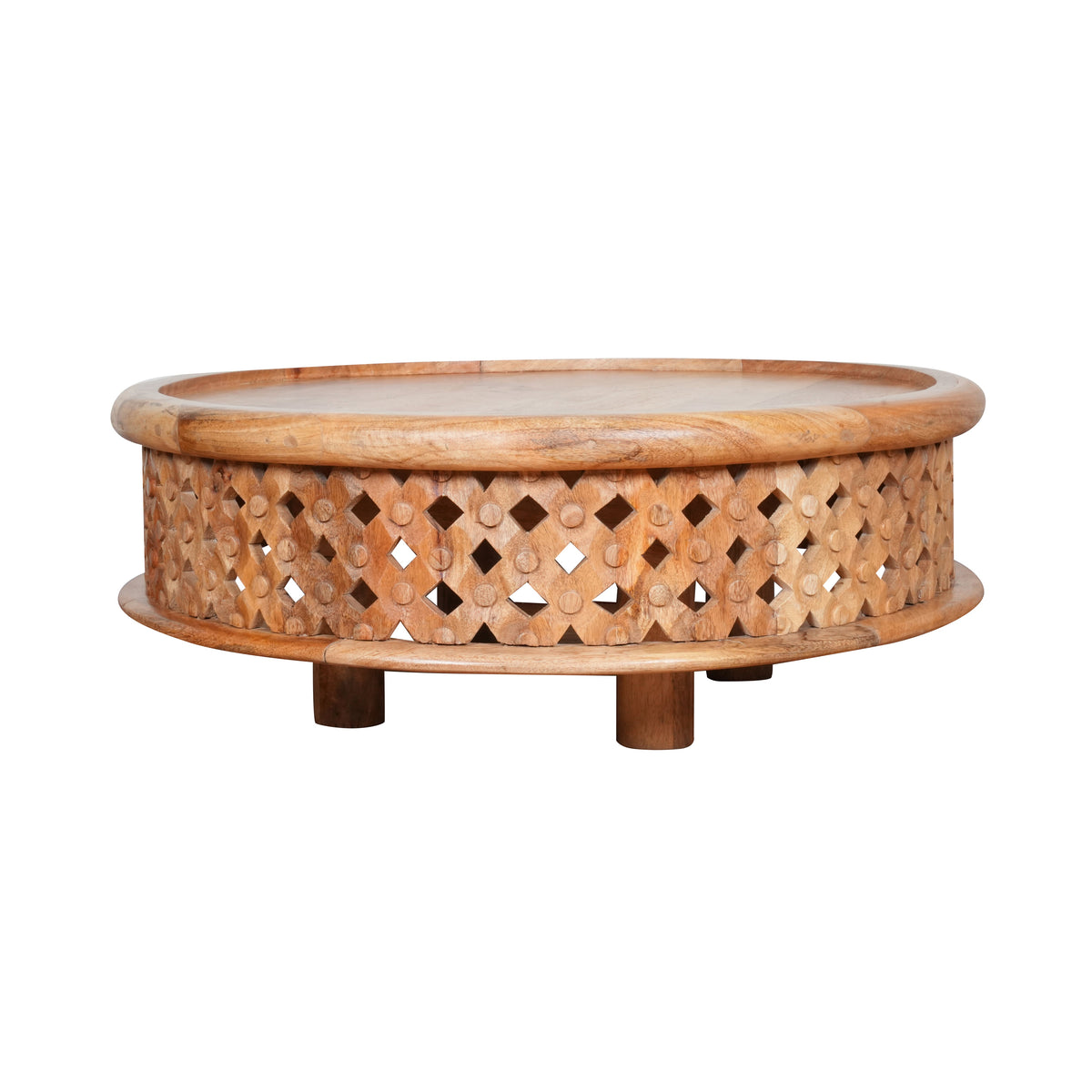 Handcrafted Rajasthani Sheesham Wood Coffee Table – Intricate Lattice Design