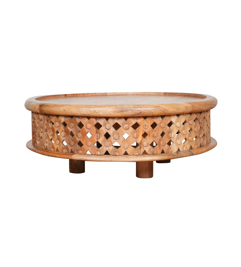 Handcrafted Rajasthani Sheesham Wood Coffee Table – Intricate Lattice Design