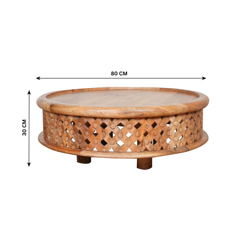 Handcrafted Rajasthani Sheesham Wood Coffee Table – Intricate Lattice Design