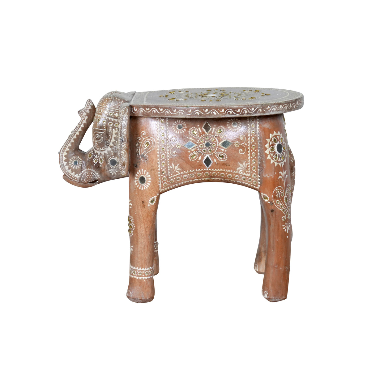 Handcrafted Rajasthani Wooden Elephant Stool – Cultural Charm & Functionality
