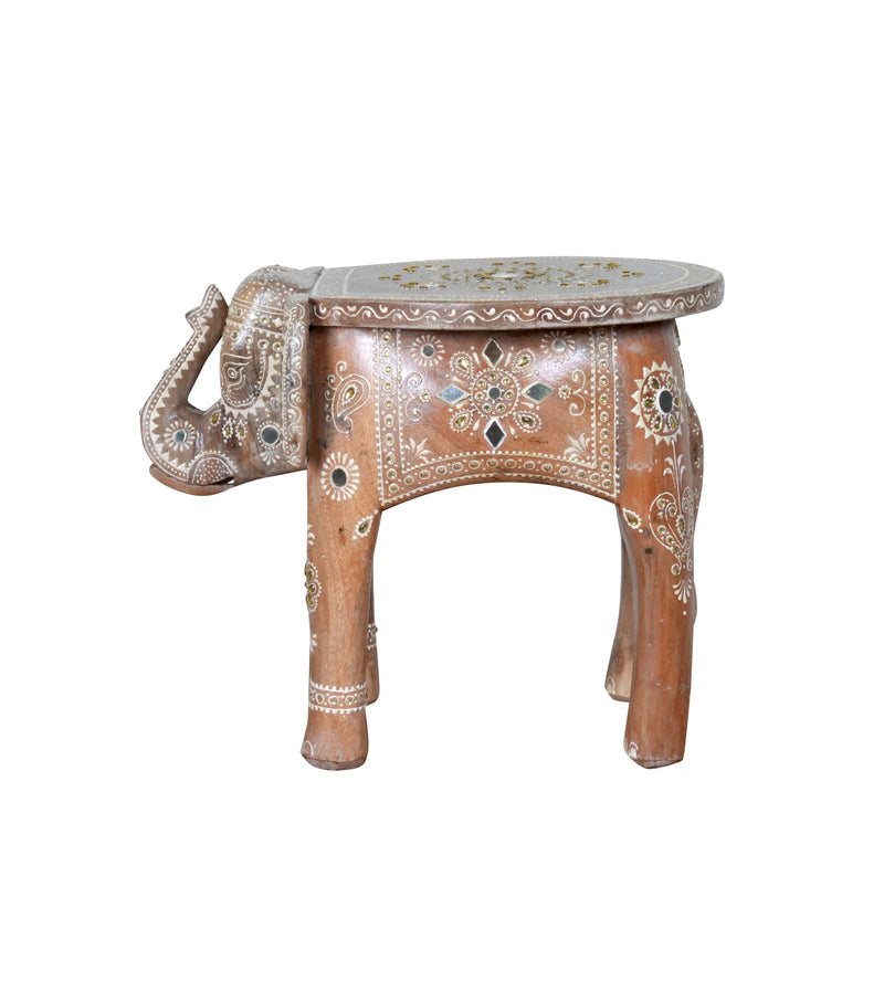 Handcrafted Rajasthani Wooden Elephant Stool – Cultural Charm & Functionality