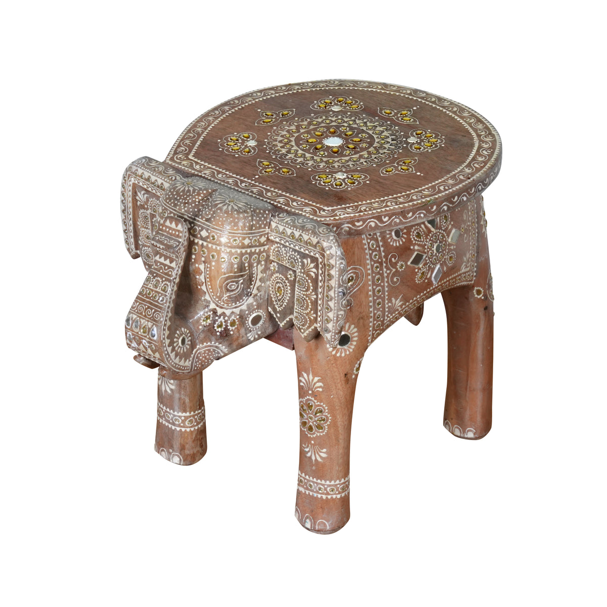 Handcrafted Rajasthani Wooden Elephant Stool – Cultural Charm & Functionality