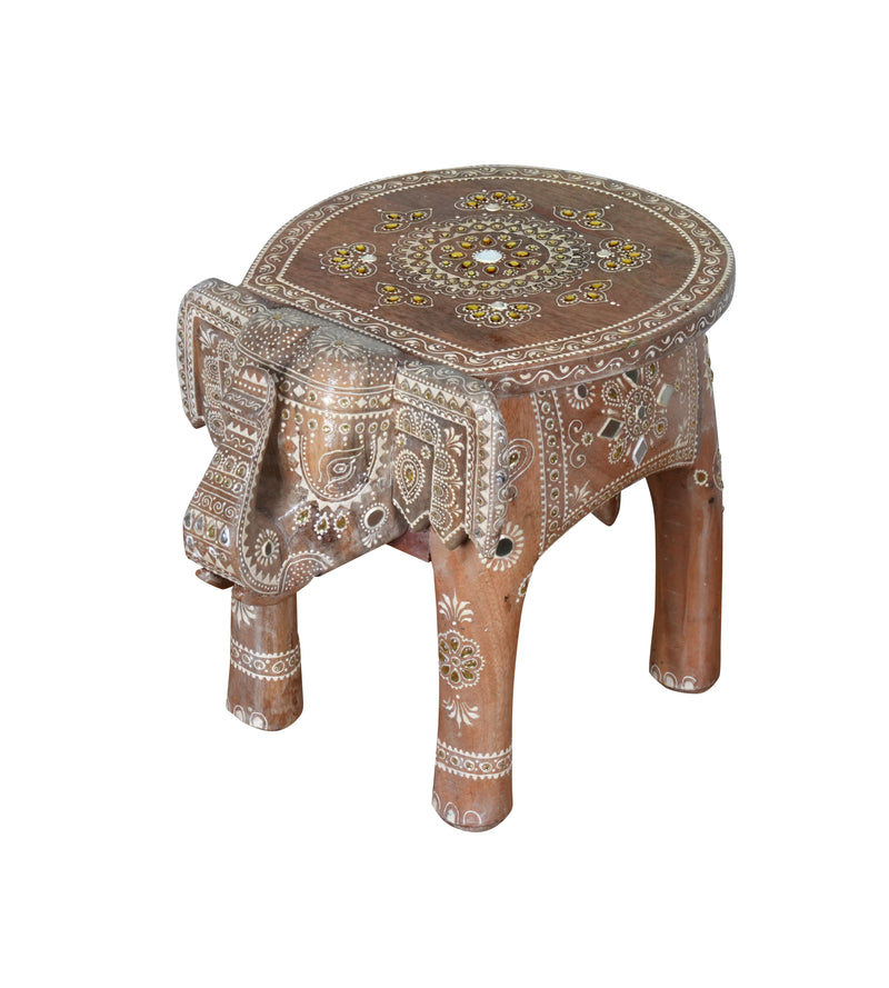 Handcrafted Rajasthani Wooden Elephant Stool – Cultural Charm & Functionality