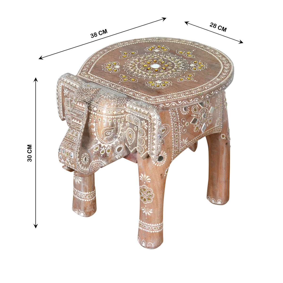 Handcrafted Rajasthani Wooden Elephant Stool – Cultural Charm & Functionality