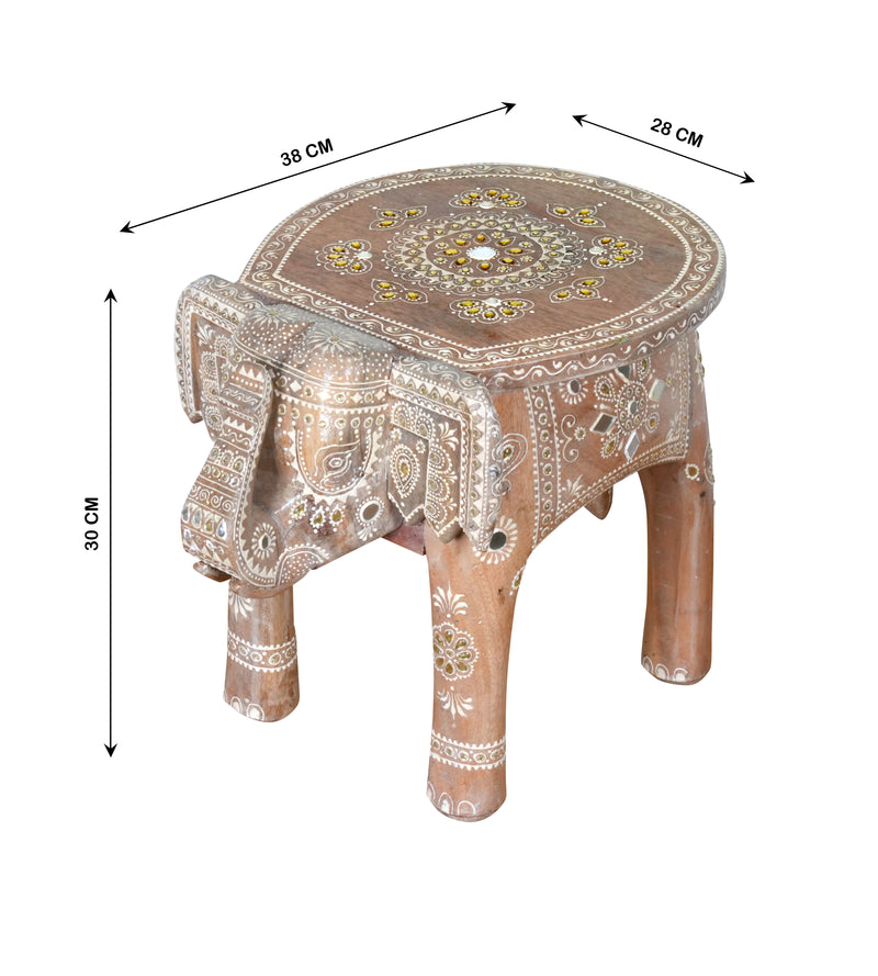 Handcrafted Rajasthani Wooden Elephant Stool – Cultural Charm & Functionality