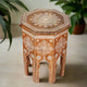 Handcrafted Rajasthani Wooden Octagonal Side Table/Stool – Intricate Detailing