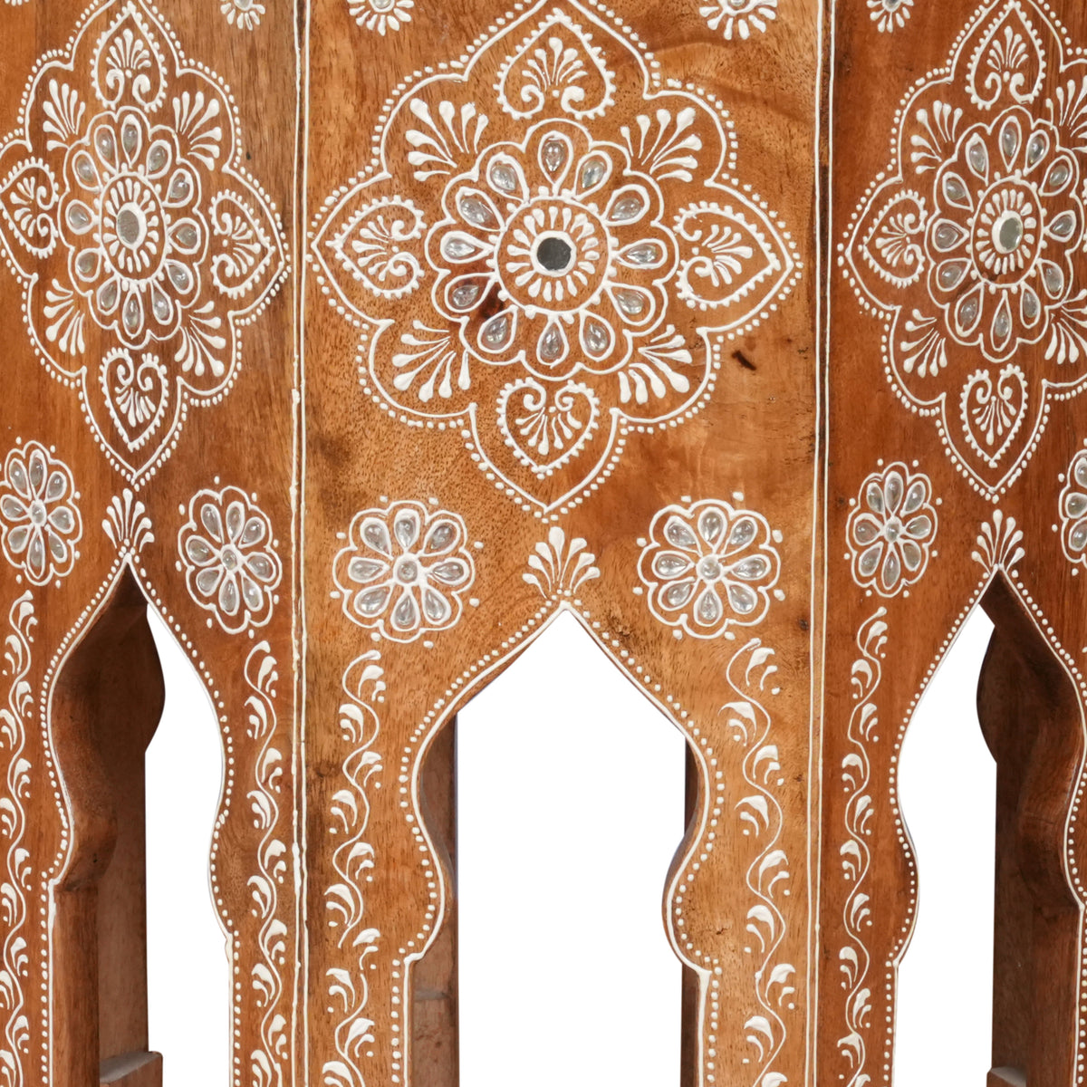Handcrafted Rajasthani Wooden Octagonal Side Table/Stool – Intricate Detailing