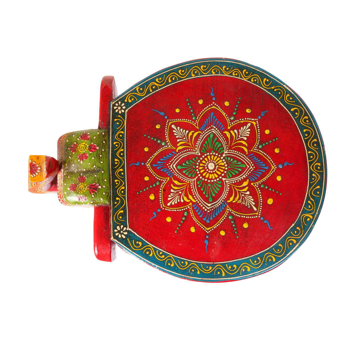 Handcrafted Rajasthani Wooden Elephant Stool - Vibrant & Playful Design