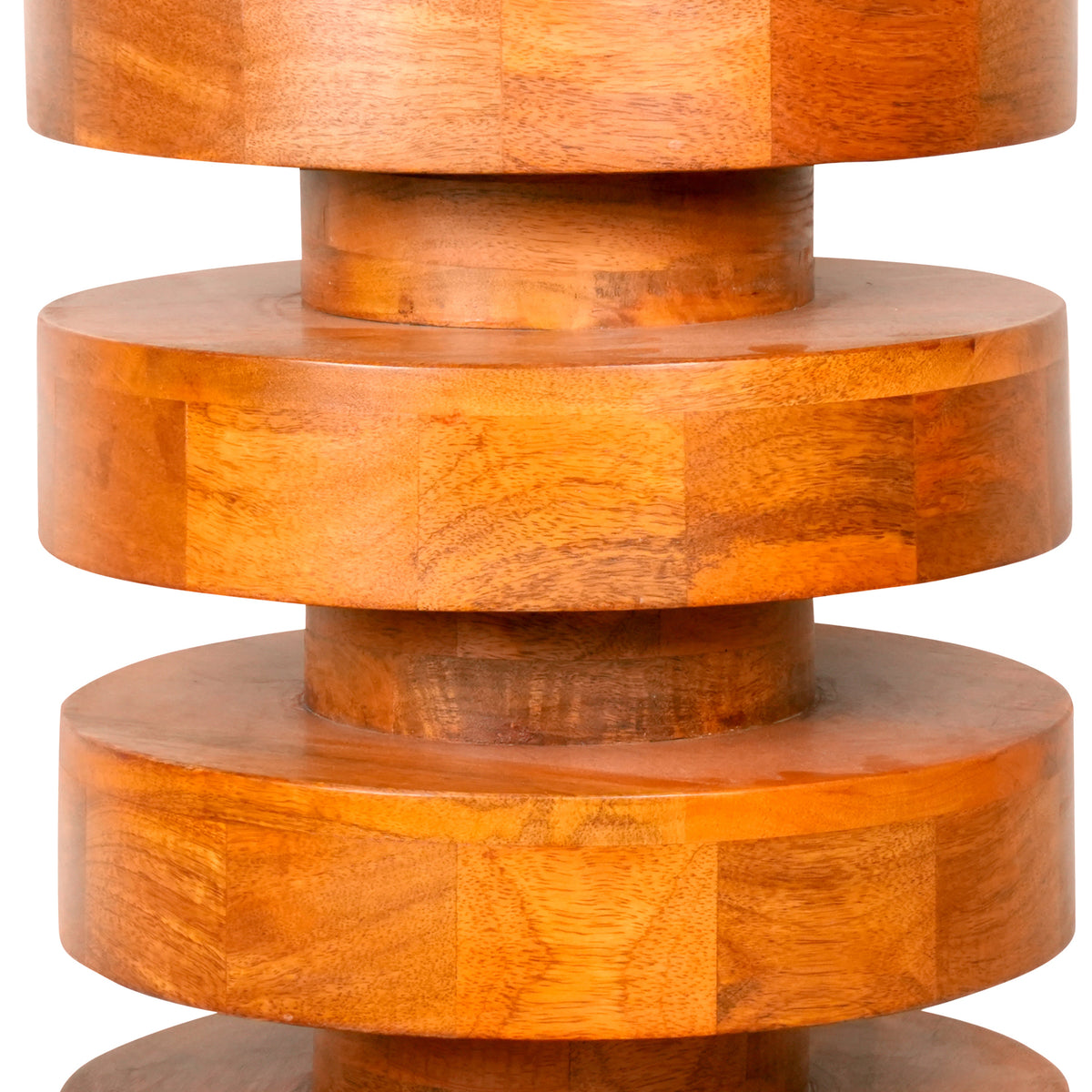 Handcrafted Wooden Stool with Tiered Circular Design - Unique Accent Piece