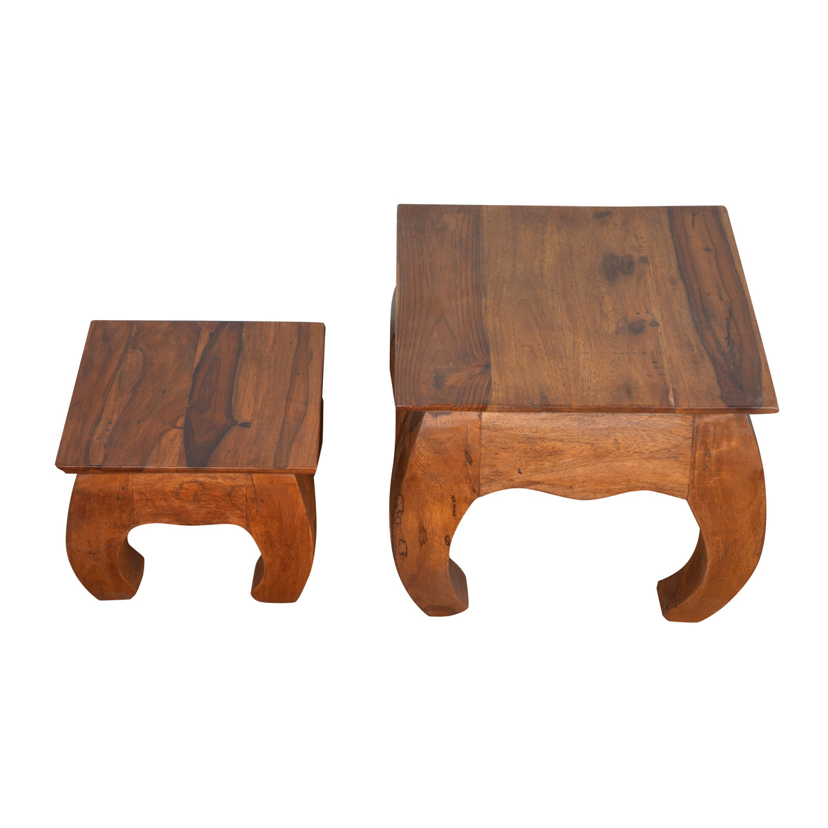 Handcrafted Wooden Nesting Stools - Set of Two
