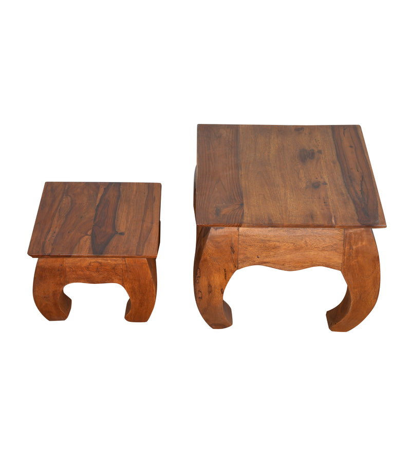 Handcrafted Wooden Nesting Stools - Set of Two