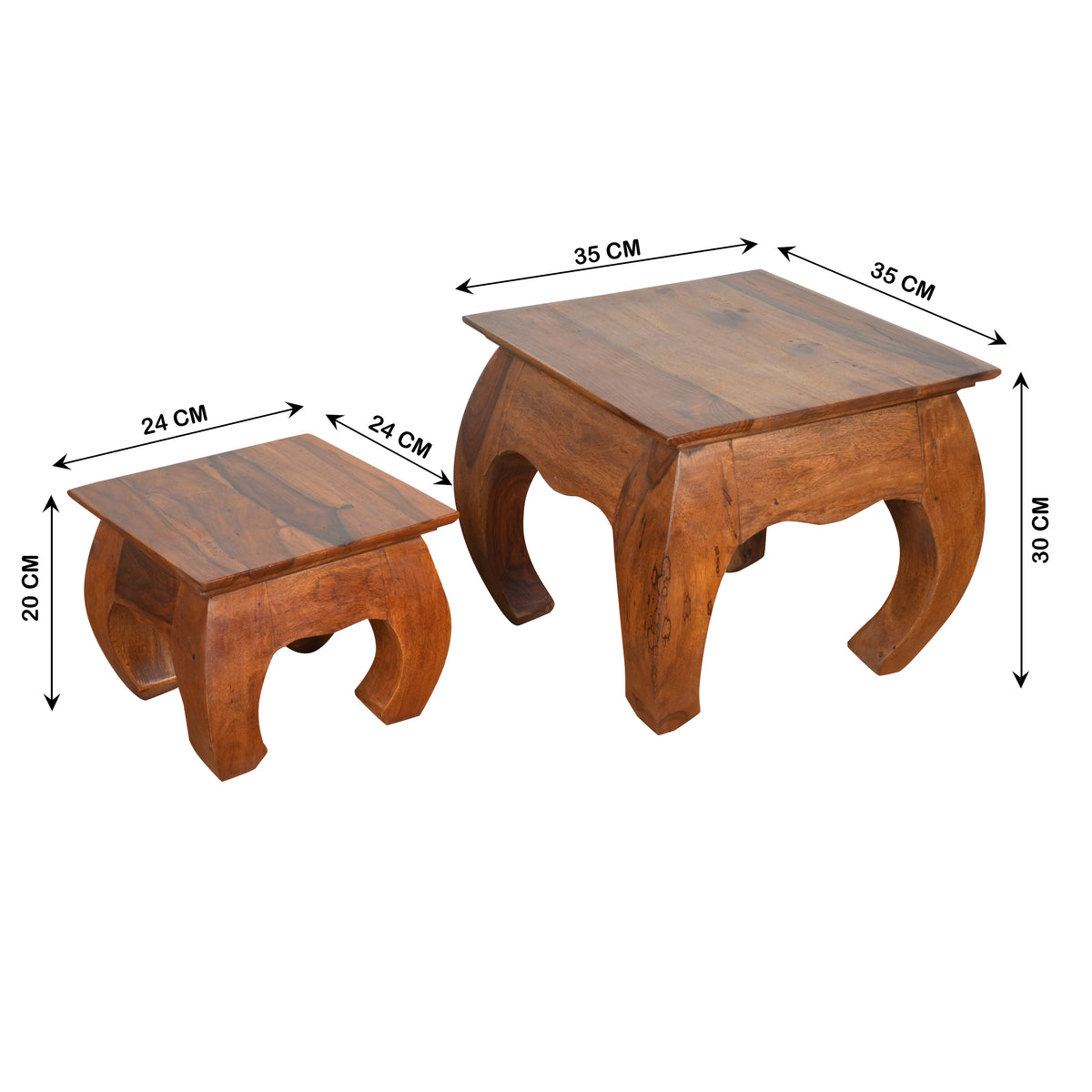 Handcrafted Wooden Nesting Stools - Set of Two