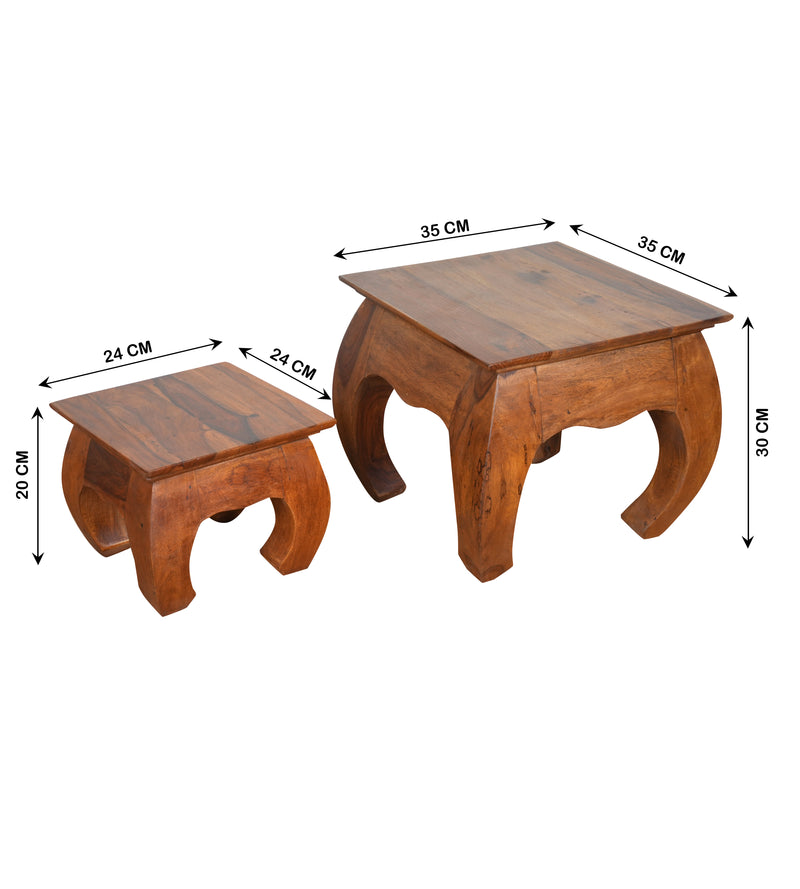 Handcrafted Wooden Nesting Stools - Set of Two