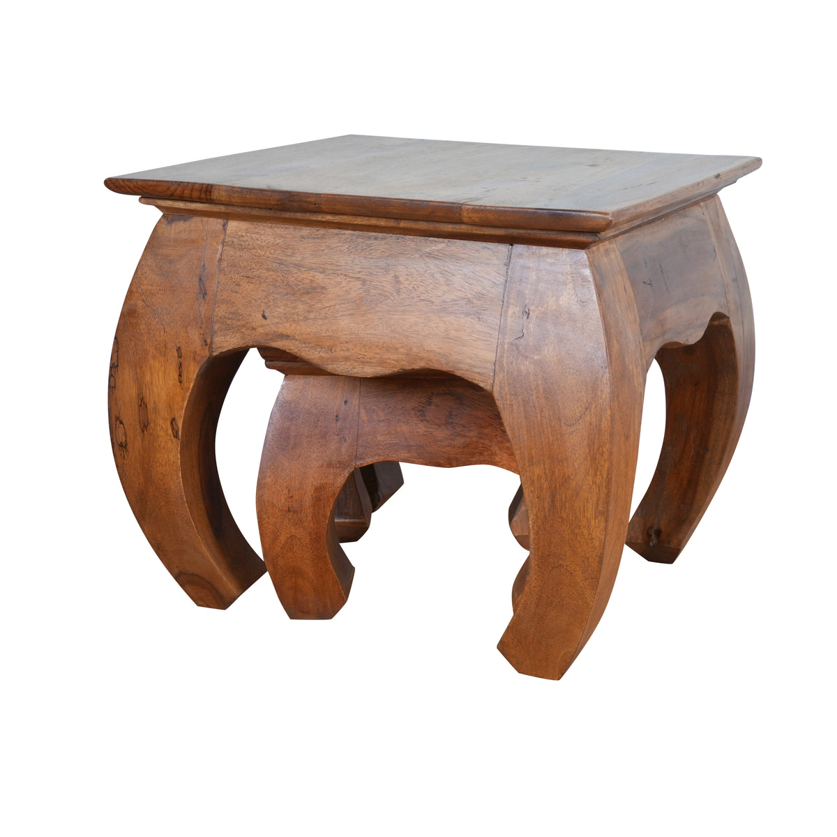Handcrafted Wooden Nesting Stools - Set of Two