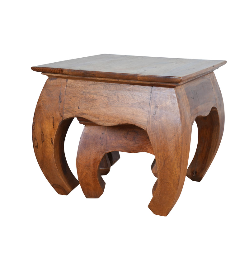 Handcrafted Wooden Nesting Stools - Set of Two