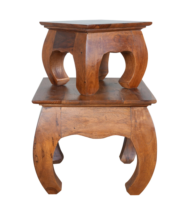 Handcrafted Wooden Nesting Stools - Set of Two